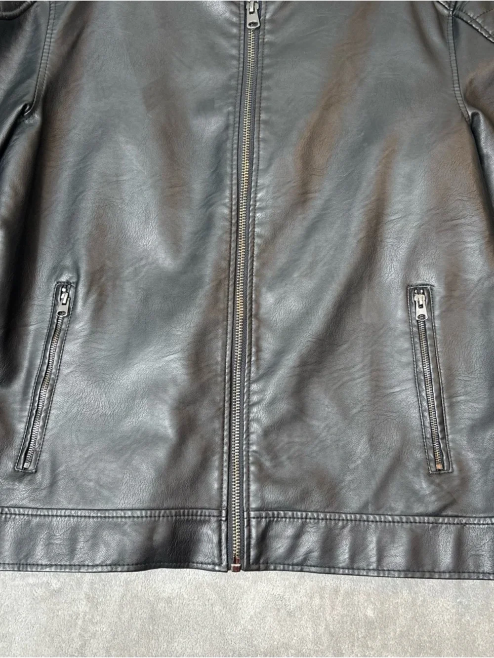 Primark Men’s Jacket Black Faux Leather Moto Biker Jacket Size Extra Large XL - Picture 5 of 16